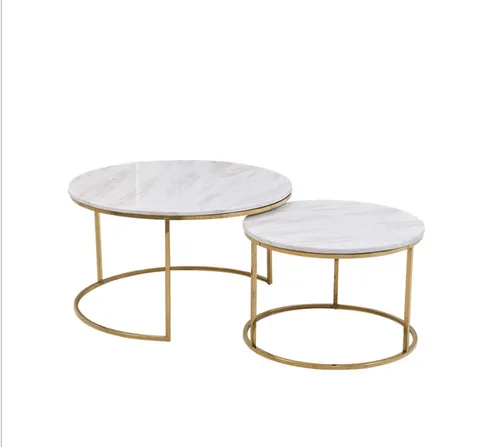 Stainless Steel & Marble Top Table Set