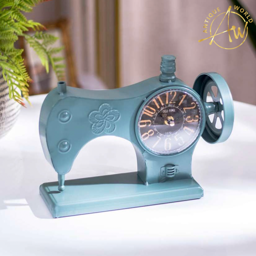 Retro Metal Sewing Machine Table Clock