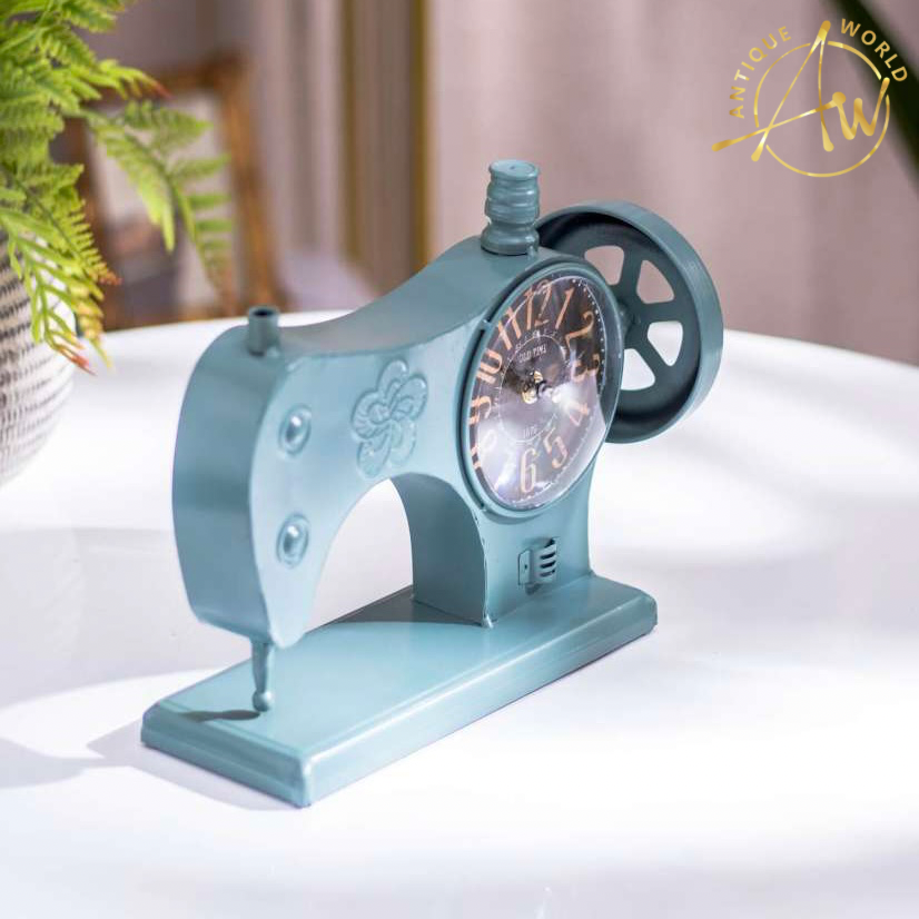 Retro Metal Sewing Machine Table Clock