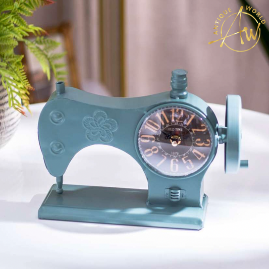 Retro Metal Sewing Machine Table Clock