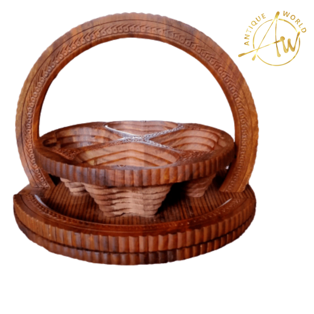 Wooden Fold-able Dry Fruit Basket 
(4 compartment)