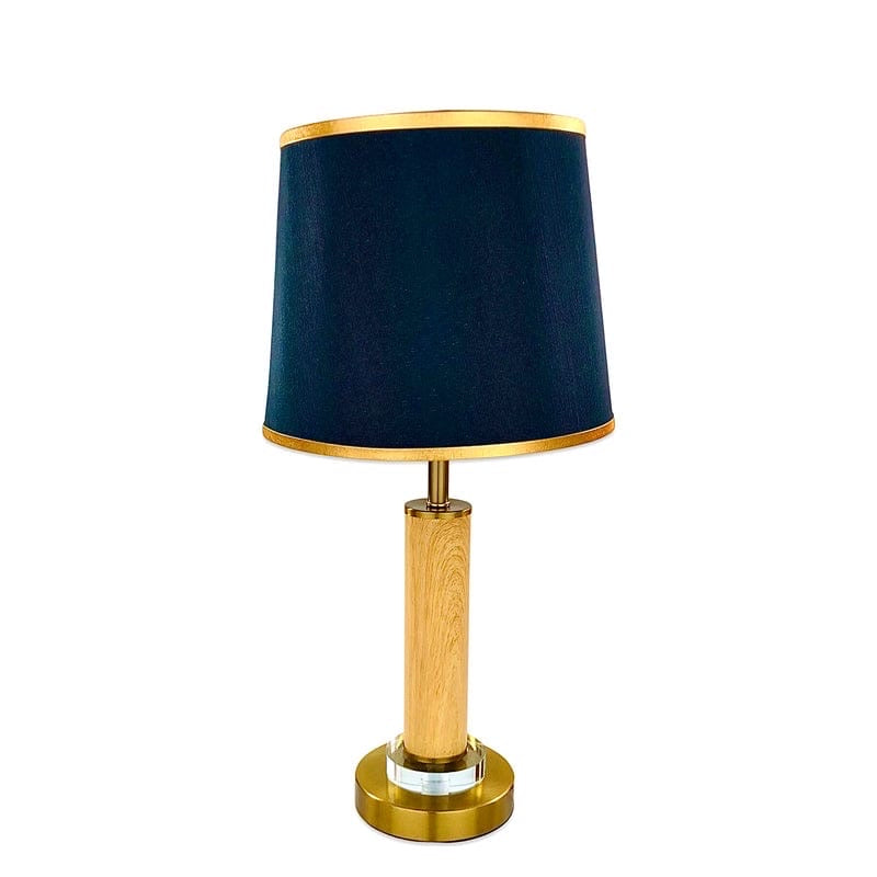 Wooden Texture & Gold Brass Table Lamp