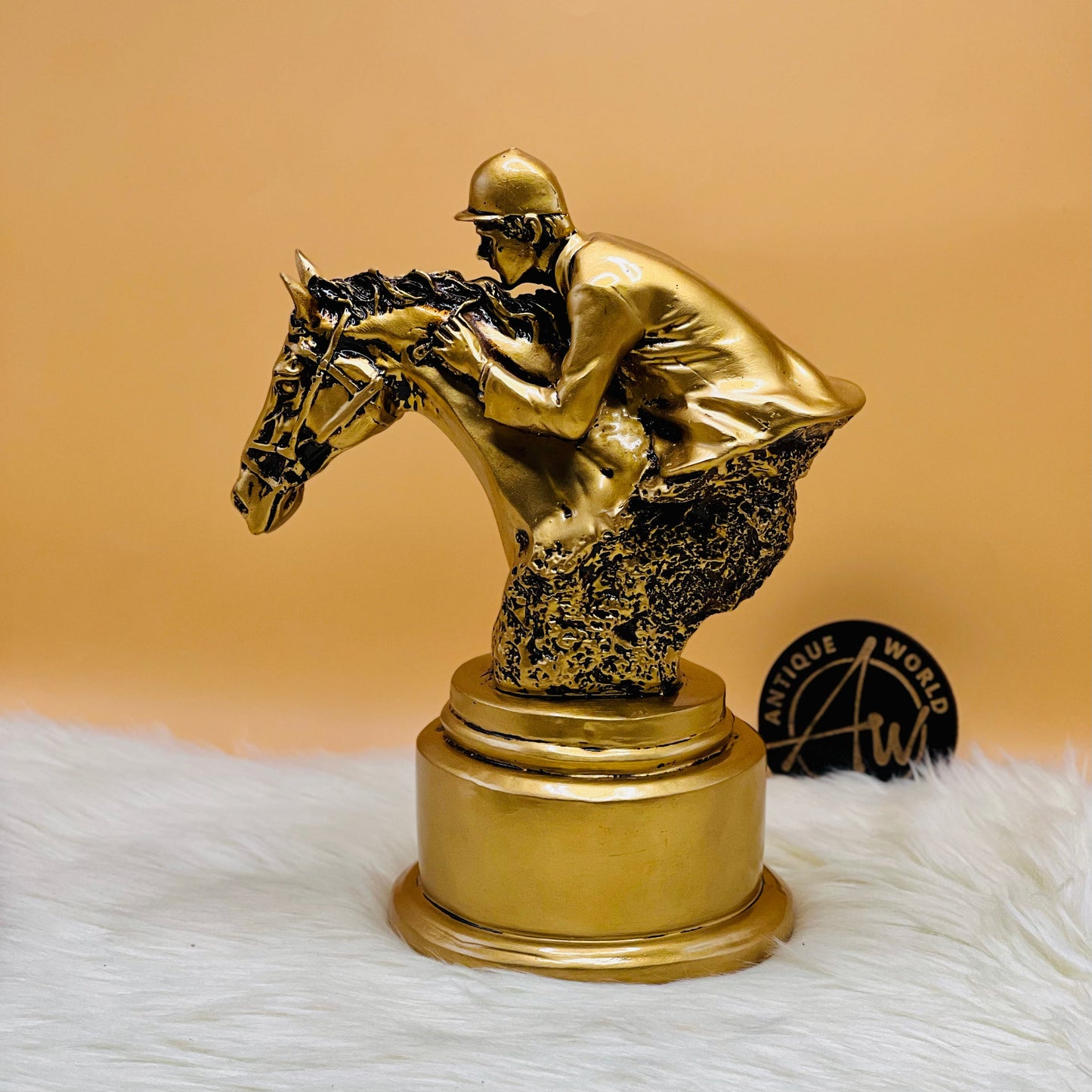 Race Horse and Jockey Rider Sculpture