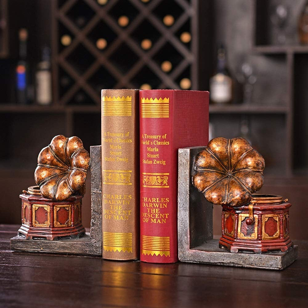 Retro Gramophone Magazine Bookend ( Set Of 2)