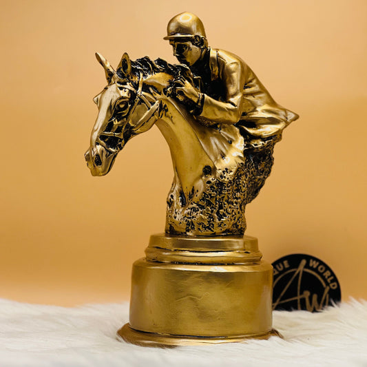 Race Horse and Jockey Rider Sculpture