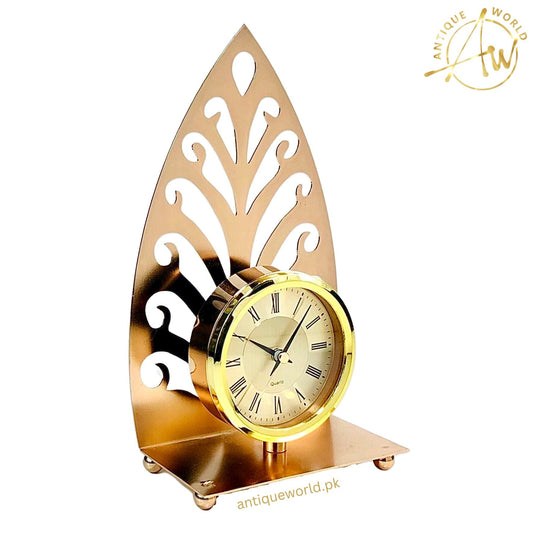 Metallic Golden Leaf Table Clock