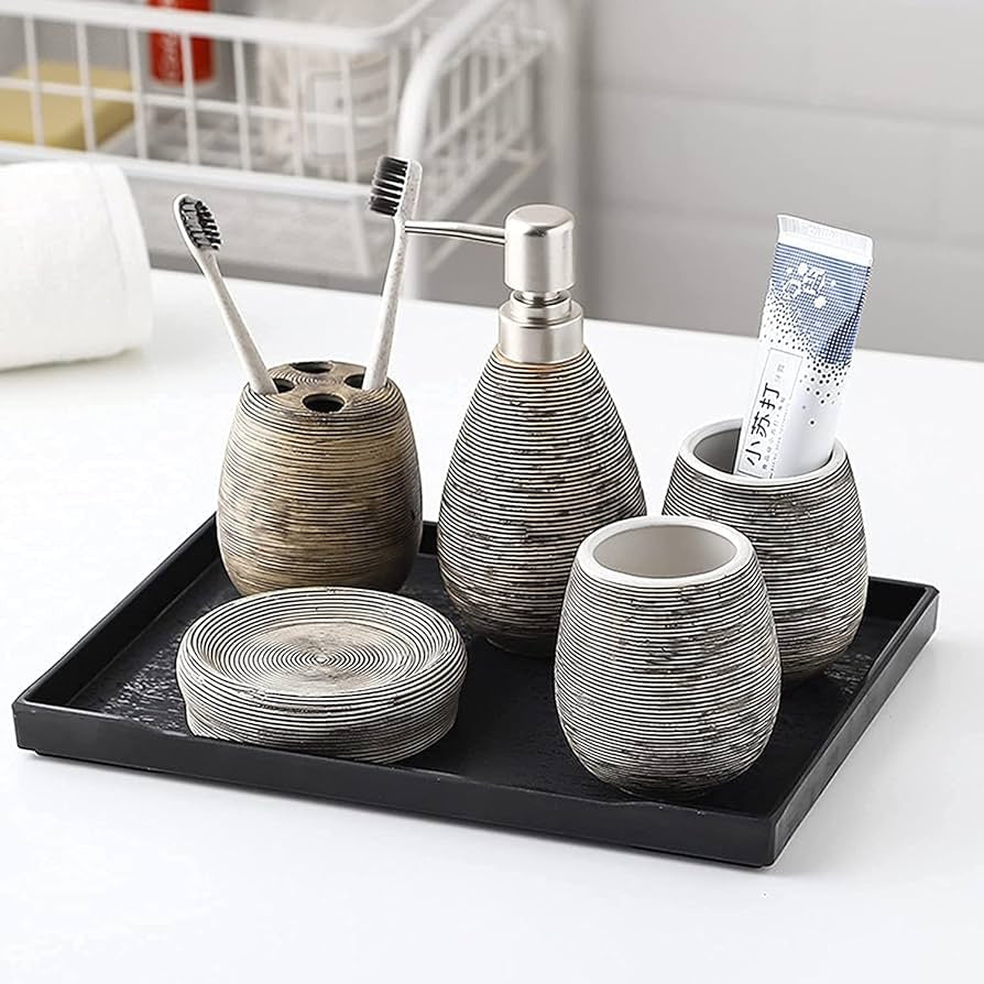 Black Textured Bathroom Set(4 PCs)