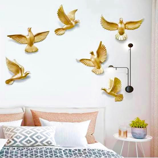 Birds 3D Wall Hanging 6 Piece Sculpture